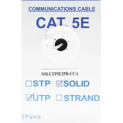 Кабель информационный Lanmaster NM-UTP5E2PR-CCA кат.5E UTP 2 пары 24AWG PVC внутренний 305м серый