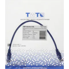 Патч-корд Lanmaster TWT-45-45-0.3-BL UTP RJ-45 вил.-вилка RJ-45 кат.5E 0.3м синий ПВХ (уп.:1шт)