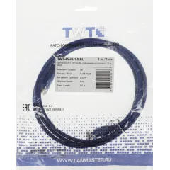 Патч-корд Lanmaster TWT-45-45-1.5-BL UTP RJ-45 вил.-вилка RJ-45 кат.5E 1.5м синий ПВХ (уп.:1шт)