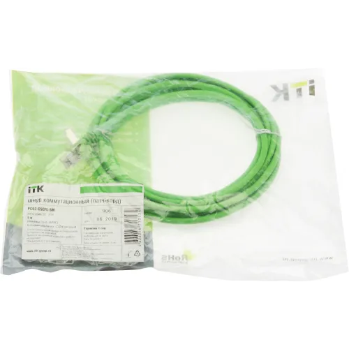 Патч-корд ITK PC02-C5EFL-5M FTP RJ-45 вил.-вилка RJ-45 кат.5E 5м зеленый LSZH (уп.:1шт)