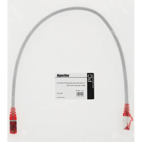 Патч-корд Hyperline PC-LPM-STP-RJ45-RJ45-C5E-0.5M-LSZH-GY FTP RJ-45 вил.-вилка RJ-45 кат.5E 0.5м серый LSZH 26AWG
