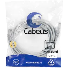 Патч-корд Cabeus PC-UTP-RJ45-CAT.5E-3M U/UTP RJ-45 вил.-вилка RJ-45 кат.5E 3м серый ПВХ