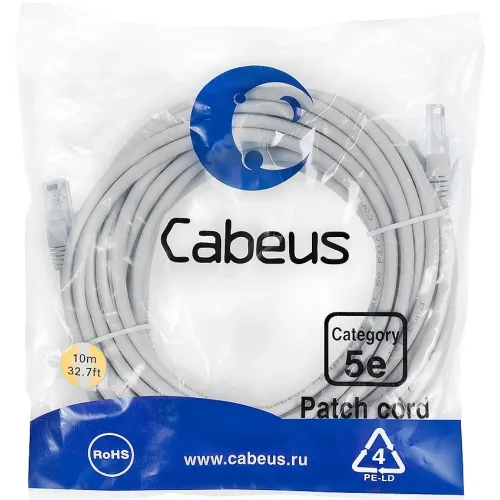 Патч-корд Cabeus PC-UTP-RJ45-CAT.5E-15M-LSZH U/UTP RJ-45 вил.-вилка RJ-45 кат.5E 15м серый LSZH