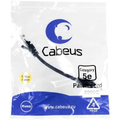 Патч-корд Cabeus PC-UTP-RJ45-CAT.5E-0.15M-BK U/UTP RJ-45 вил.-вилка RJ-45 кат.5E 0.15м черный ПВХ