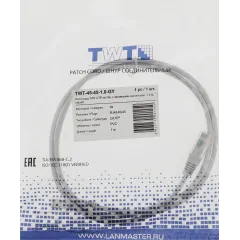 Патч-корд Lanmaster TWT-45-45-1.0-GY UTP RJ-45 вил.-вилка RJ-45 кат.5E 1м серый ПВХ (уп.:1шт)