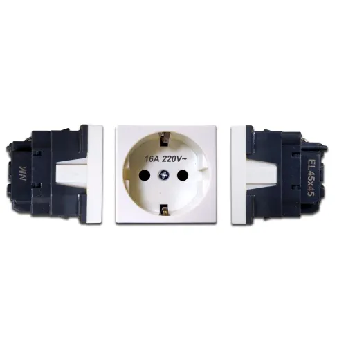 Розетка Lanmaster NM-EL45X45-WH настенная встраиваемая 45x45x41мм без крышки Mosaic белый