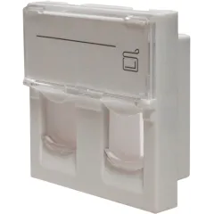 Панель Suprlan 10-0302-1 лицевая со шторкой 45x45 2xKeystone ABS пластик белый