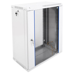 Шкаф коммутационный ЦМО ШРН-ЭКОНОМ (ШРН-Э-15.350) настенный 15U 600x350мм пер.дв.стекл задн.дв.стал.лист 85кг серый 300мм 746мм