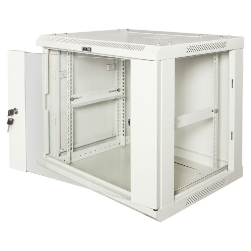 Шкаф коммутационный Lanmaster (TWT-CBWPG-9U-6X4-GY) настенный 9U 600x400мм пер.дв.стекл 60кг серый
