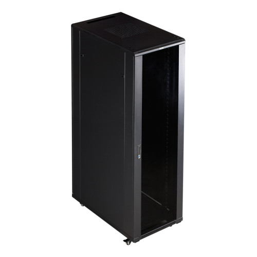 Шкаф серверный Lanmaster (TWT-CBB-42U-8X10-G1) напольный 42U 800x1000мм пер.дв.стекл задн.дв.двуст. 2 бок.пан. 800кг черный IP20