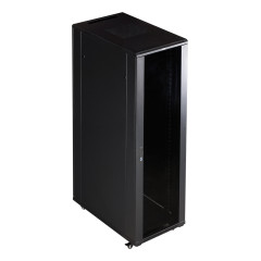 Шкаф коммутационный Lanmaster (TWT-CBB-27U-6X6-G1) напольный 27U 600x600мм пер.дв.стекл задн.дв.спл.стал.лист 2-хст. 2 бок.пан. 800кг черный IP20