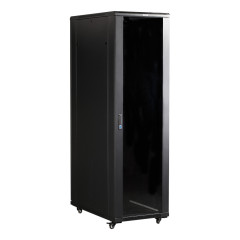 Шкаф коммутационный Lanmaster (TWT-CBB-42U-6X10-G1) напольный 42U 600x1000мм пер.дв.стекл задн.дв.спл.стал.лист 2-хст. 2 бок.пан. 800кг черный IP20