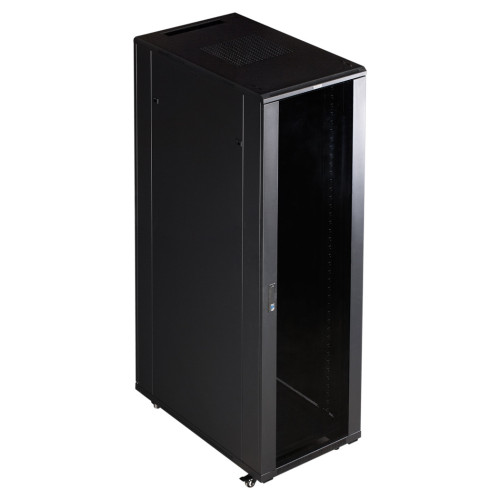 Шкаф коммутационный Lanmaster (TWT-CBB-27U-6X8-P1) напольный 27U 600x800мм пер.дв.перфор. задн.дв.перфор.2-хст. 2 бок.пан. 800кг черный IP20 сталь