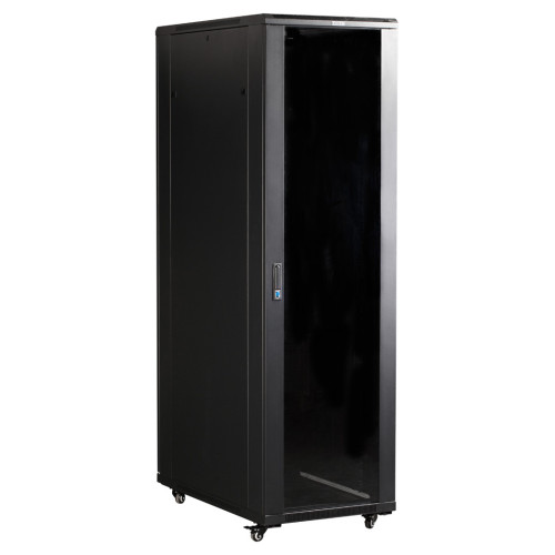 Шкаф коммутационный Lanmaster (TWT-CBB-27U-6X8-P1) напольный 27U 600x800мм пер.дв.перфор. задн.дв.перфор.2-хст. 2 бок.пан. 800кг черный IP20 сталь