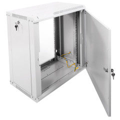 Шкаф коммутационный ЦМО ШРН-ЭКОНОМ (ШРН-Э-12.350.1) настенный 12U 600x350мм пер.дв.металл направл.под закл.гайки 85кг серый 300мм 15.39кг 180град. 608мм IP20 сталь