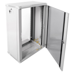 Шкаф коммутационный ЦМО ШРН-ЭКОНОМ (ШРН-Э-18.350) настенный 18U 600x350мм пер.дв.стекл направл.под закл.гайки 85кг серый 300мм 22.14кг 180град. 878мм IP20 сталь