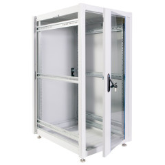 Шкаф серверный ЦМО (ШТК-Э-24.6.10-13АА) напольный 24U 600x1000мм пер.дв.стекл металл 2 бок.пан. направл.под закл.гайки 540кг серый 915мм 66кг 180град. 1187мм IP20 сталь
