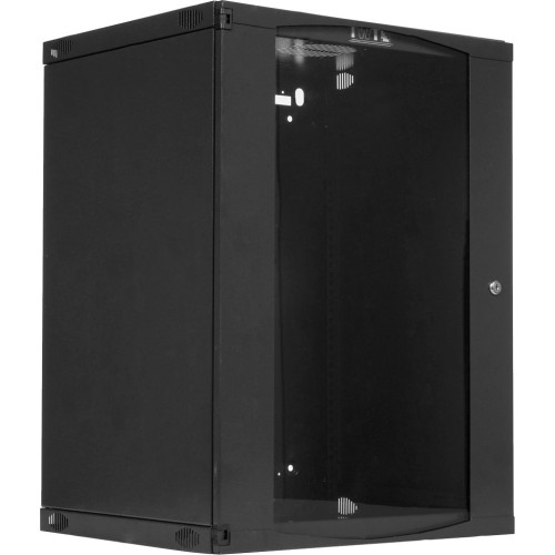 Шкаф коммутационный Lanmaster Next (TWT-CBWNG-18U-6X4-BK) настенный 18U 550x450мм пер.дв.стекл 60кг черный 25кг 988мм IP20 металл