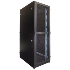 Шкаф серверный ЦМО ШТК-М-42.6.12-48АА-9005 напольный 42U 600x1250мм пер.дв.перфор. задн.дв.перфор.2-хст. направл.под закл.гайки 1000кг черный 1050мм 145кг 180град. IP20