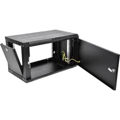 Шкаф коммутационный ЦМО ШРН-Эконом (ШРН-Э-6.350.1-9005) настенный 6U 600x350мм пер.дв.стал.лист 85кг черный 300мм 11кг 180град. 345мм IP20 металл