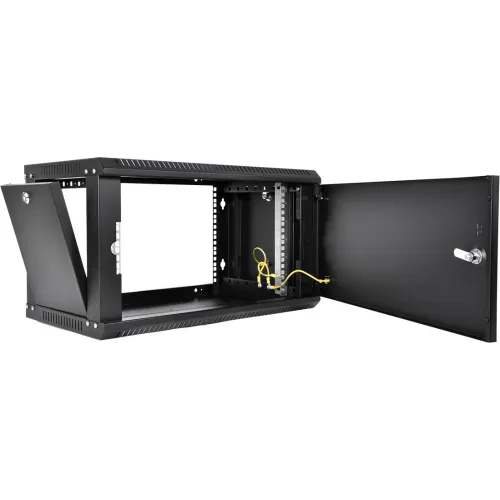 Шкаф коммутационный ЦМО ШРН-Эконом (ШРН-Э-6.350.1-9005) настенный 6U 600x350мм пер.дв.стал.лист 85кг черный 300мм 11кг 180град. 345мм IP20 металл