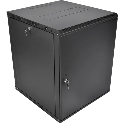 Шкаф коммутационный ЦМО ШРН-Эконом (ШРН-Э-12.350.1-9005) настенный 12U 600x350мм пер.дв.металл направл.под закл.гайки 85кг черный 300мм 15.39кг 180град. 608мм IP20 сталь