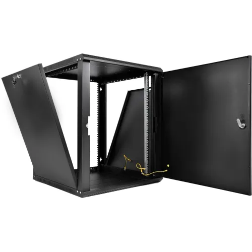 Шкаф коммутационный ЦМО ШРН-Эконом (ШРН-Э-12.350.1-9005) настенный 12U 600x350мм пер.дв.металл направл.под закл.гайки 85кг черный 300мм 15.39кг 180град. 608мм IP20 сталь