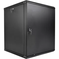 Шкаф коммутационный ЦМО ШРН-Эконом (ШРН-Э-15.500.1-9005) настенный 15U 600x520мм пер.дв.металл задн.дв.стал.лист направл.под закл.гайки 75кг черный 470мм 22.68кг 180град. 742мм IP20 металл