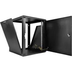 Шкаф коммутационный ЦМО ШРН-Эконом (ШРН-Э-15.500.1-9005) настенный 15U 600x520мм пер.дв.металл задн.дв.стал.лист направл.под закл.гайки 75кг черный 470мм 22.68кг 180град. 742мм IP20 металл