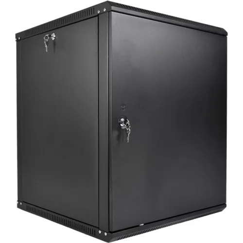 Шкаф коммутационный ЦМО ШРН-Эконом (ШРН-Э-18.650.1-9005) настенный 18U 600x650мм пер.дв.стал.лист 85кг черный 600мм 31кг 180град. 930мм IP20 металл