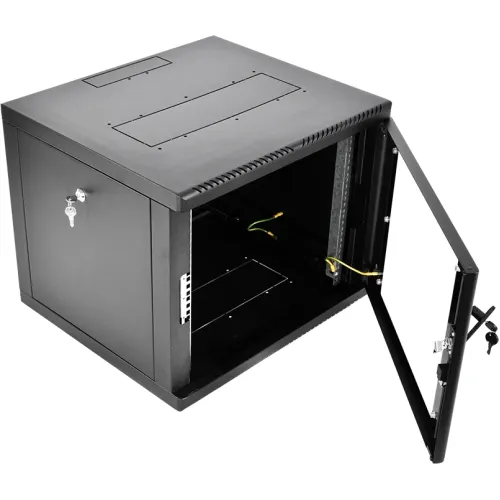 Шкаф коммутационный ЦМО (ШРН-М-9.500-9005) настенный 9U 600x520мм пер.дв.стекл 130кг черный 456мм 19.35кг 180град. 480мм IP20 сталь