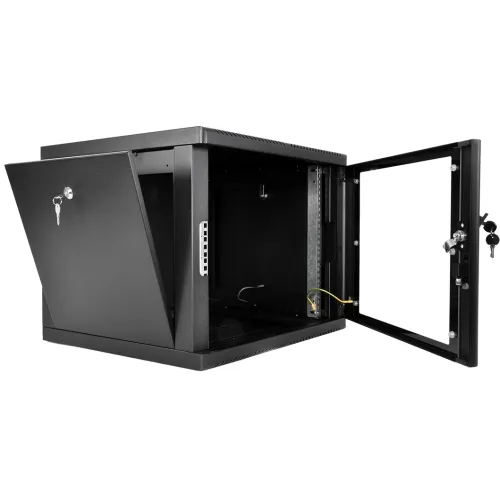 Шкаф коммутационный ЦМО (ШРН-М-9.500-9005) настенный 9U 600x520мм пер.дв.стекл 130кг черный 456мм 19.35кг 180град. 480мм IP20 сталь