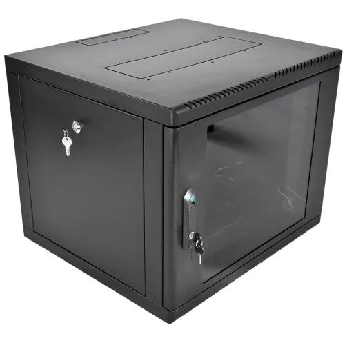 Шкаф коммутационный ЦМО (ШРН-М-9.650-9005) настенный 9U 600x650мм пер.дв.стекл 120кг черный 581мм 22.5кг 180град. 475мм IP20 металл