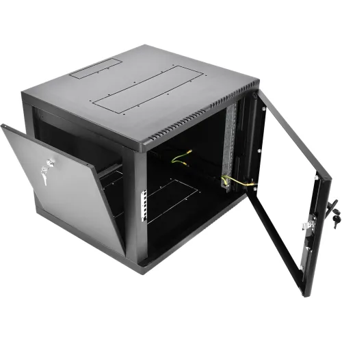 Шкаф коммутационный ЦМО (ШРН-М-9.650-9005) настенный 9U 600x650мм пер.дв.стекл 120кг черный 581мм 22.5кг 180град. 475мм IP20 металл