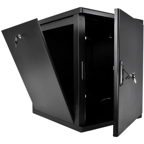 Шкаф коммутационный ЦМО (ШРН-М-12.500.1-9005) настенный 12U 600x456мм пер.дв.металл 130кг черный 456мм 20.9кг 180град. 610мм IP20 сталь