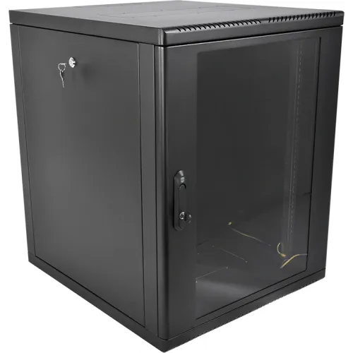 Шкаф коммутационный ЦМО (ШРН-М-15.500-9005) настенный 15U 600x520мм пер.дв.стекл 130кг черный 456мм 24.66кг 180град. 745мм IP20 сталь