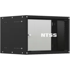 Шкаф коммутационный NTSS Lime (NTSS-WL6U5545GS-BL) настенный 6U 550x450мм пер.дв.стекл несъемн.бок.пан. 30кг черный 370мм 9.6кг 110град. 370мм IP20 сталь