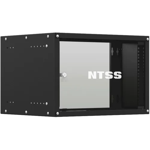 Шкаф коммутационный NTSS Lime (NTSS-WL6U5545GS-BL) настенный 6U 550x450мм пер.дв.стекл несъемн.бок.пан. 30кг черный 370мм 9.6кг 110град. 370мм IP20 сталь
