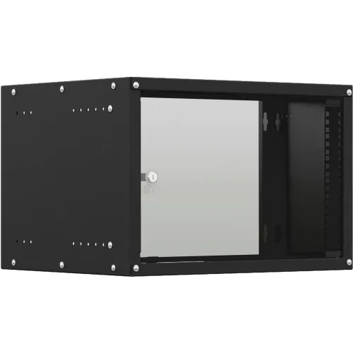 Шкаф коммутационный NTSS Lime (NTSS-WL9U5545GS-BL) настенный 9U 550x450мм пер.дв.стекл несъемн.бок.пан. 30кг черный 370мм 12кг 110град. 500мм IP20 сталь