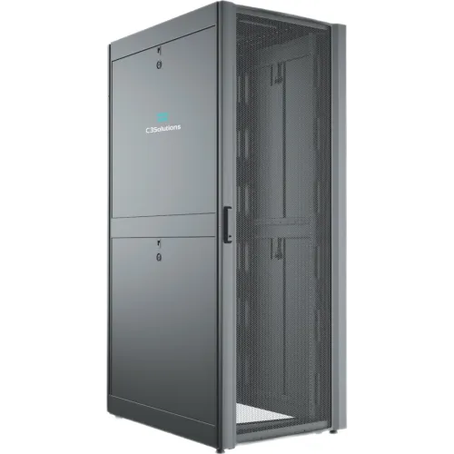 Шкаф серверный C3 Solutions (C3.RF2401) напольный 24U 600x1050мм пер.дв.перфор. 2 бок.пан. направл.под закл.гайки 1500кг черный 1182мм металл