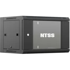 Шкаф коммутационный NTSS (NTSS-W6U6060GS-BL) настенный 6U 570x600мм пер.дв.стекл 60кг черный 500мм 18.8кг 220град. 370мм IP20 сталь