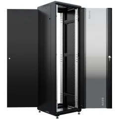 Шкаф коммутационный NTSS Премиум (NTSS-R42U6060GS-BL) напольный 42U 600x600мм пер.дв.стекл металл 900кг черный 510мм 86кг 1987мм IP20 сталь