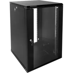 Шкаф коммутационный ЦМО (ШРН-Э-18.350-9005) настенный 18U 600x350мм пер.дв.стекл 85кг черный 300мм 22.14кг 180град. 878мм IP20 сталь