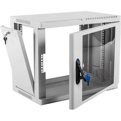 Шкаф коммутационный ЦМО (ШРН-9.500) настенный 9U 599x529мм пер.дв.стекл 200кг серый 470мм 16кг 180град. 479мм IP20 металл