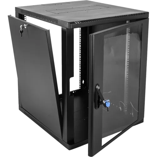 Шкаф коммутационный ЦМО (ШРН-12.650-9005) настенный 12U 600x658мм пер.дв.стекл 200кг черный 600мм 25.11кг 180град. 612мм металл
