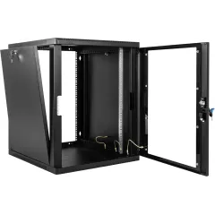 Шкаф коммутационный ЦМО (ШРН-15.500-9005) настенный 15U 600x529мм пер.дв.стекл 200кг черный 470мм 18кг 180град. 612мм IP20 металл