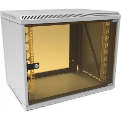 Шкаф коммутационный Suprlan ТВЛ-9U-600-450-СР (05-1093) настенный 9U 600x450мм пер.дв.стекл направл.под закл.гайки 70кг RAL 7035 385мм 19кг 500мм металл