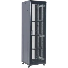 Шкаф серверный Rexant (04-4266-232) напольный 42U 600x800мм пер.дв.перфор. металл 2 бок.пан. направл.под винты 800кг черный 92кг 230град. 2054мм IP20 сталь