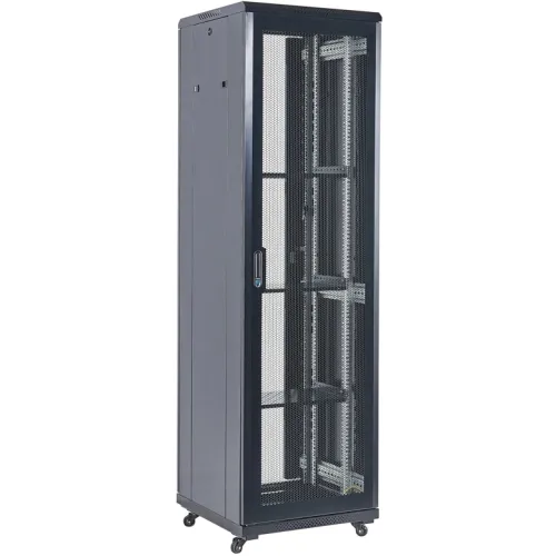 Шкаф серверный Rexant (04-4266-232) напольный 42U 600x800мм пер.дв.перфор. металл 2 бок.пан. направл.под винты 800кг черный 92кг 230град. 2054мм IP20 сталь