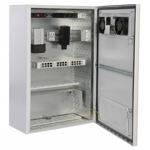 Шкаф коммутационный ЦМО (ШТВ-Н-6.6.3-4ААА) настенный 6U 600x330мм пер.дв.вентил. задн.дв.стал.лист несъемн.бок.пан. 57кг серый 220мм 27кг 400мм IP65 уличный всепогодный